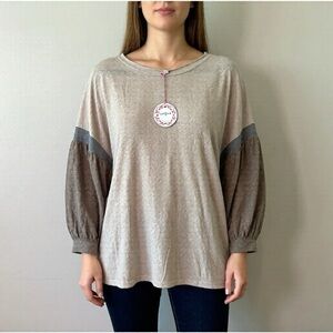 NWT Umgee Beige and Brown Women's Tunic Top
